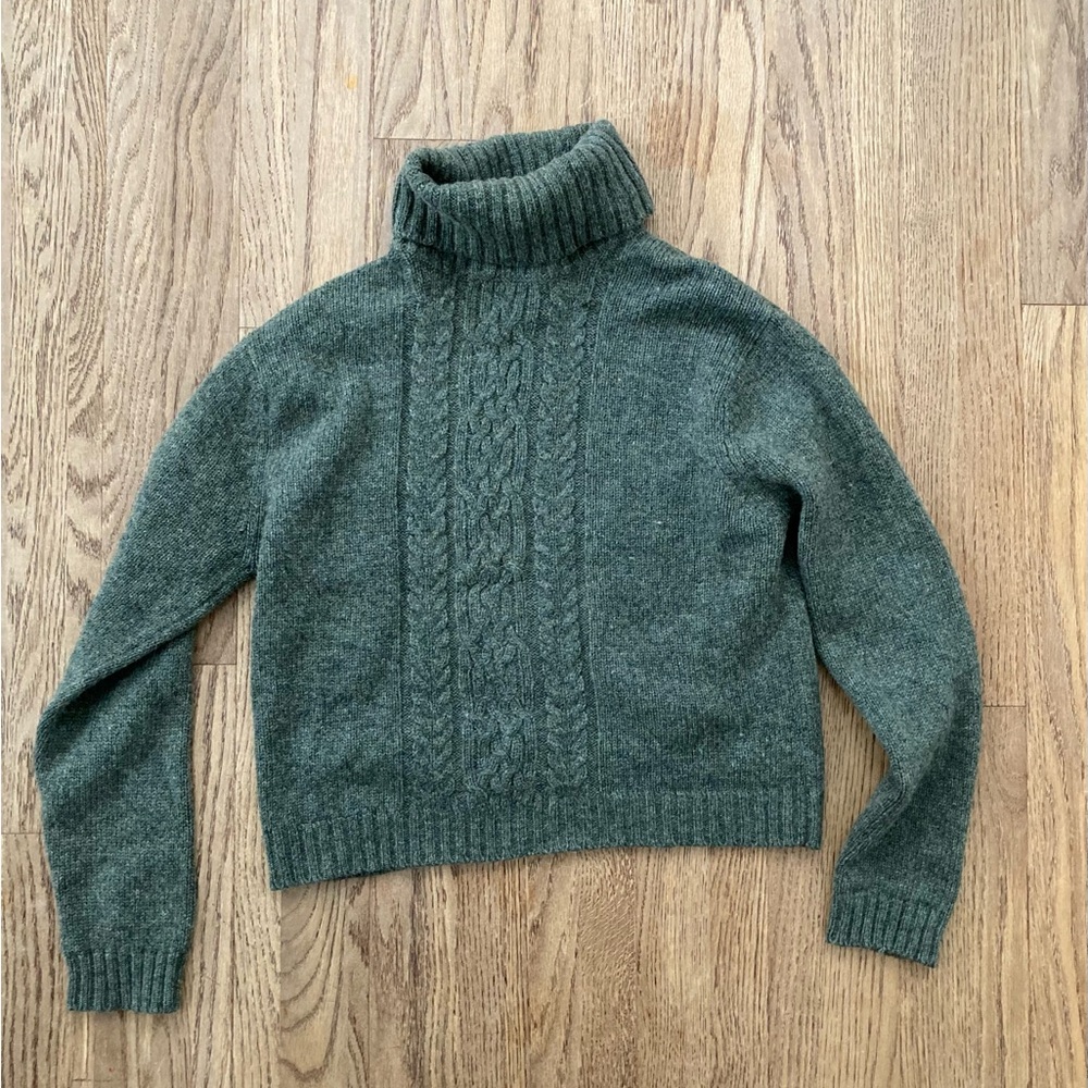 Willi Smith Shetland wool Forest Green Turtleneck Sweater